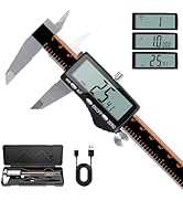 HARDELL Digital Caliper, Rechargeable Calipers with Large LCD Screen, Stainless Steel Caliper Mea...