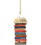Book Tree, Book Shaped Christmas Ornament, Transparent Acrylic Book Lover Gift for Tree and Car D...