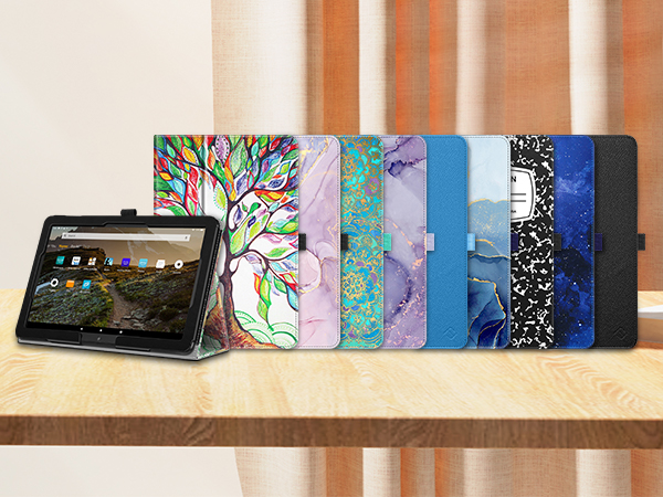 New fire hd 10 13th generation leather cover accessories 10.1 inch display protective fold stand