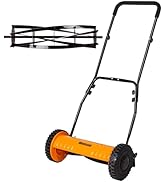 Walensee Push Reel Lawn Mower, 16-Inch 5-Blade Cordless Manual Reel Lawn Mower, Walk-Behind Steel...