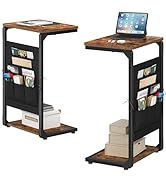 Vovonusy C-Shaped End Tables Set of 2, Small Couch Side Table with Storage Bag, Sofa Table for Li...