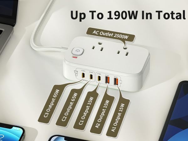 Power Strip with USB C Ports