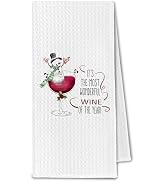ChissNook Funny Christmas Snowman Wine Kitchen Towels, Wine Lover Gifts Dish Towels Drying Cloth ...