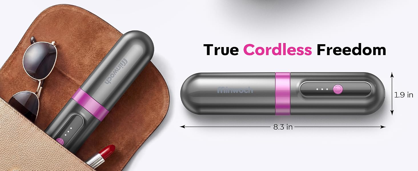 Minwoch Cordless Hair Straightener Brush, Compact &amp;amp; Portable for Travel