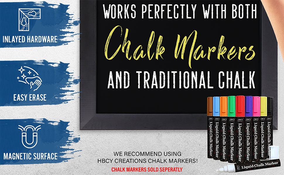 HBCY Creations Rustic Black Magnetic Wall Chalkboard
