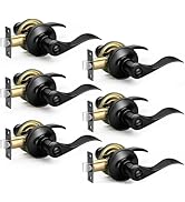 Sopoby 6 Pack Privacy Door Handles Matte Black Door Lever Privacy Use Door Lock Set