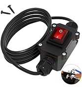 RVBOATPAT Inline Cord Switch 12V 20A DC Waterproof Inline Switch IP66 Red Lighted 2 Position 4 Pi...