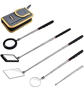 KOOPOOL 4 Pieces Telescoping Inspection Mirror Telescoping LED Lighted Flexible Inspection Mirror...
