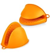 AUAUY 1 Pair Mini Silicone Oven Mitts, Heat Resistant Pot Holders Mitts, Cute Oven Pinch Grip Glo...