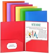 Plastic Folders with Pockets, 2 Pocket Folders Fit Letter Size Paper, Heavy Duty Paper File Folde...