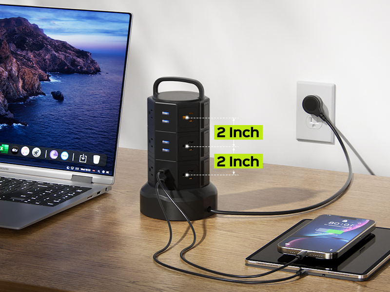 super wide outlets power strip with usb ports