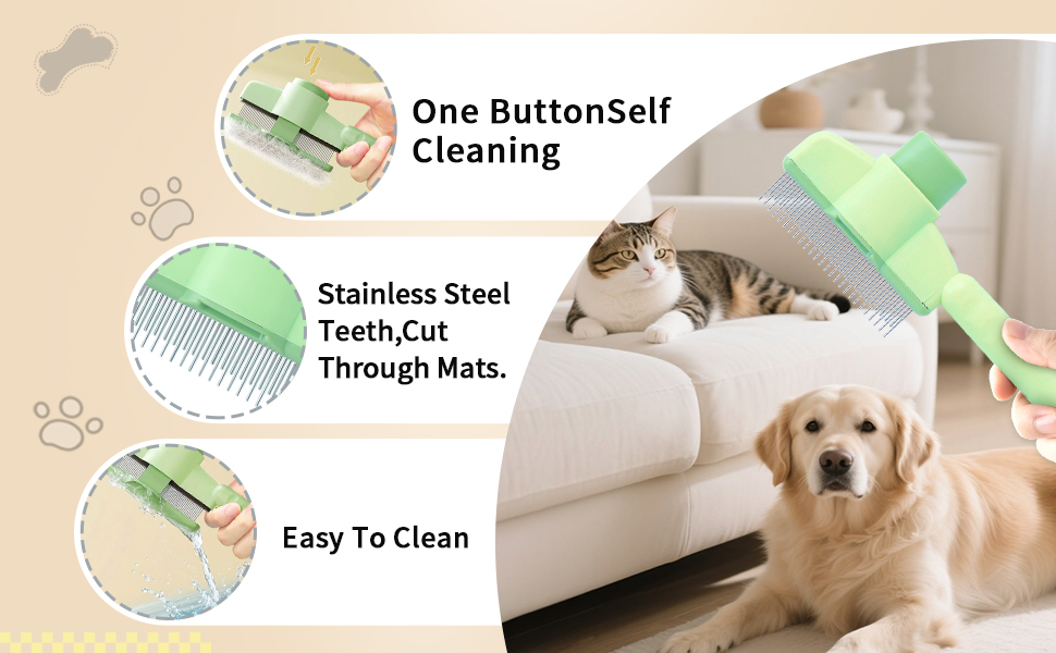 2PCS Pet Comb for Dogs &amp;amp; Cats Pet Hair Removal Comb with Long &amp;amp; Short Stainless Steel Metal Teeth