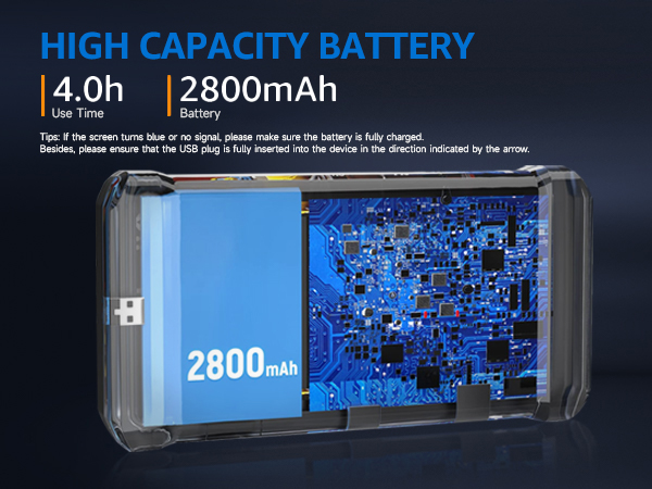 snake camera with high battery capacity