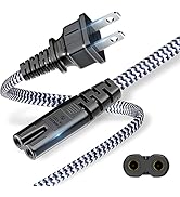 2 Prong Power Cord Braided - 2 pin AC Replacement Power Cable(6.6ft/2 m),UL Certified Universal P...