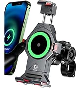 BRCOVAN Motorcycle Phone Mount with Qi 15W Wireless Charger & Vibration Dampener, Anti-Theft, Ant...