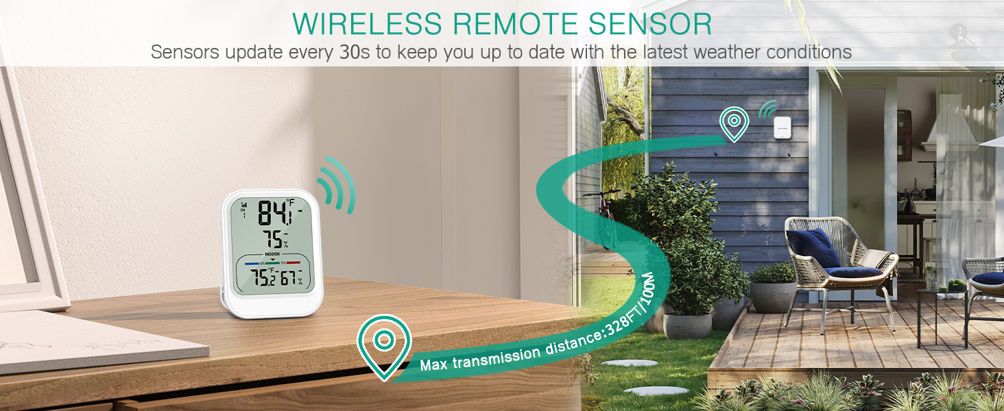 Digital Thermometer Hygrometer, Wireless Indoor Outdoor Thermometer