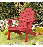 LUE BONA Kids Adirondack Chair - Red Poly Lumber Plastic, Weather Resistant Outdoor Patio Lounge ...