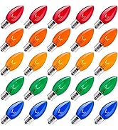 C9 Opaque Replacement Christmas Lights Bulbs Vintage Incandescent Red Green Blue White Orange Gla...