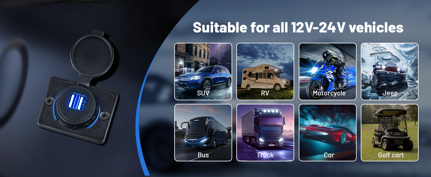 Dual USB car charger socket