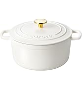 CAROTE Enameled Cast Iron Dutch Oven Pot with Lid, 4 QT Dutch Ovens, Heavy-Duty Cast Iron Pot for...