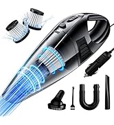Handheld Car Vacuum Cleaner with 8000PA Powerful Suction, Portable Car Vacuum Cleaner with 2 Filt...