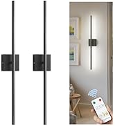 L LOHAS LED Battery Operated Wall Sconces Set of 2, Battery Wall Sconce 10000mAh, Black Rechargea...