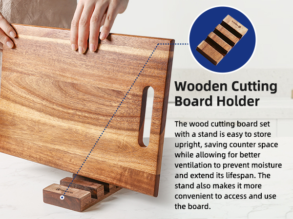 3-piece Acacia Wooden Cutting Board Set for Kitchen