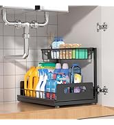 MERATIA Under Sink Organizer, 2 Tier Pull Out Cabinet Organizer,Slide out Metal Cabinet Organizer...