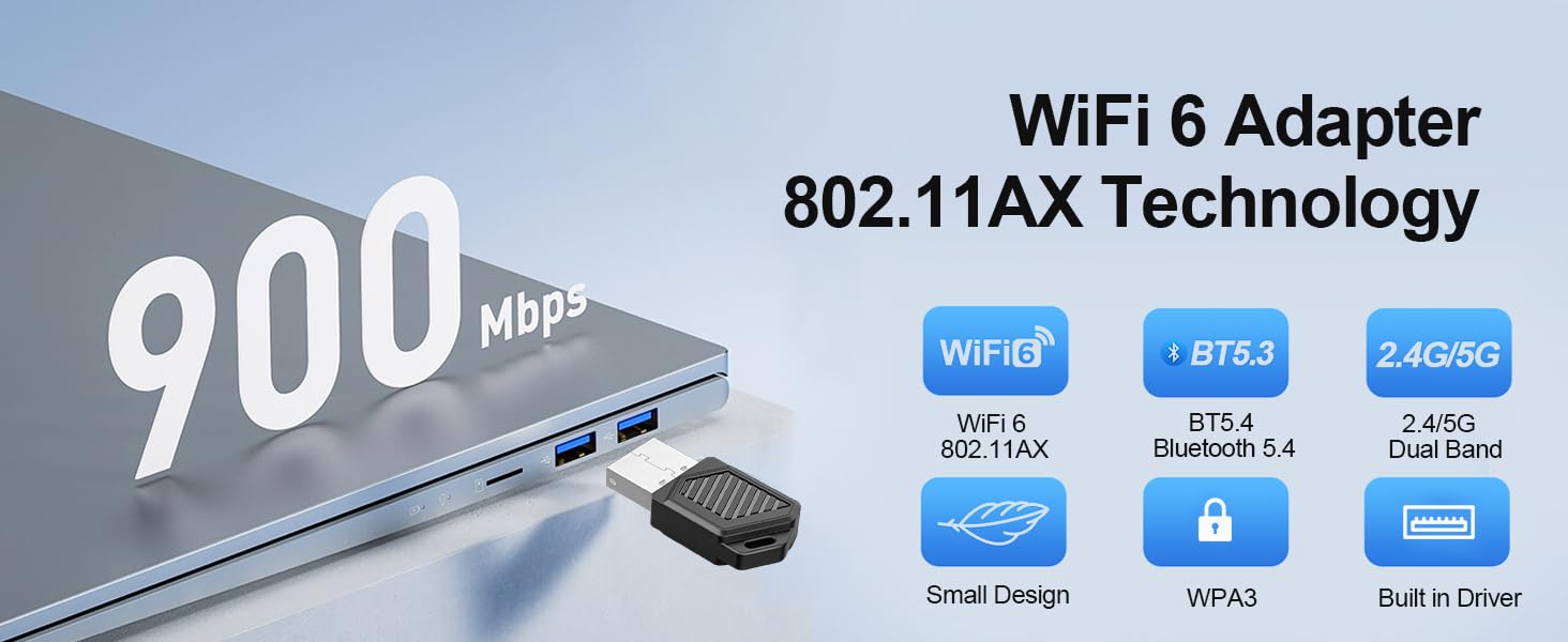 AX900Mbps USB WiFi 6 Adapter