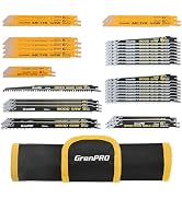 GRENPRO 34 Pcs Reciprocating Saw Blade Set with Organizer Pouch, Metal &amp; Wood Sawzall Blades for ...