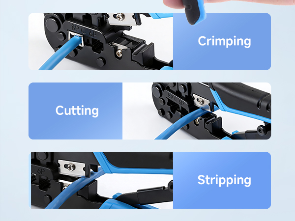 Modular RJ45 Crimp Tool (Ethernet Crimper) with Built-in Wire Cutter and Stripper