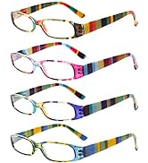 Kerecsen Women's Reading Glasses 4 Pairs Ladies Fashion Spring Hinge Readers