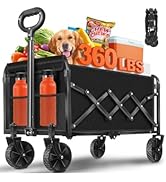 Collapsible Wagon, Wagons Carts Foldable, Foldable Wagon Cart with Wheels, Folding Wagons for Bea...