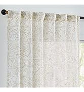 JINCHAN Sheer Curtains for Living Room 84 Inch Length 2 Panels Paisley Scroll Print Curtains for ...