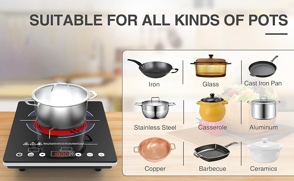 Portable Induction Cooktop, Countertop Burner Induction Hot Plate