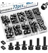 smseace 72Pack Black Battery Terminal Bolts and Nuts 6-Sizes M6x10/12/14/16/18/20mm 304 Stainless...
