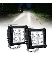4WDKING 2PCS 3 Inch LED Pods Light, 40W 3600LM Square Spot Lights, Screwless Design, IP68&amp;IP69K W...