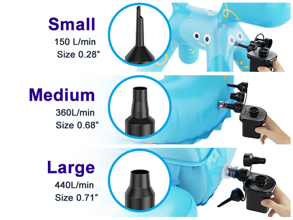 Air Pump for Inflatables 3 Different Size of Nozzles