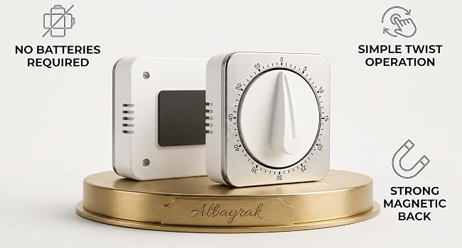 Magnetic battery-free square mechanical timer