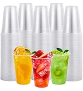 FOCUSLINE 300pack 16 oz Clear Plastic Cups, Disposable Plastic Cups, Clear Cold DrinkIng Cups for...
