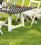 misaya Rectangle Vinyl Table Cloth, Elastic Fitted Tablecloth with Flannel Backing, Waterproof Pl...