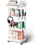 Sorgion 4 Tier Small Rolling Cart Organizer,Art Craft Diaper Bedside Snack Cart Laundry Room Bath...