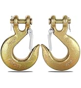 2 Pack Heavy Duty Chain Hooks 3/8 Inch, G70 Forged Steel Clevis Slip Hook with Safety Latch for 3...