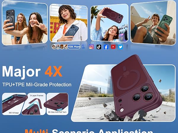FNTCASE for iPhone 18 Pro Case/iPhone 17 Pro Case Burgundy