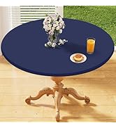homing Round Elastic Fitted Tablecloth, Water-Resistant Fabric Tablecloths for 45"-52" Tables, Wa...