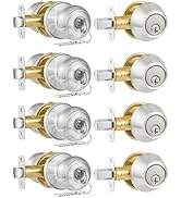 Plustool 4 Pack Entry Door Lock and Single Cylinder Deadbolt Combo Set, Keyed Alike Satin Nickel ...