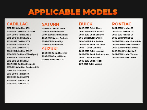 FITMENT- APPLICABLE MODELS