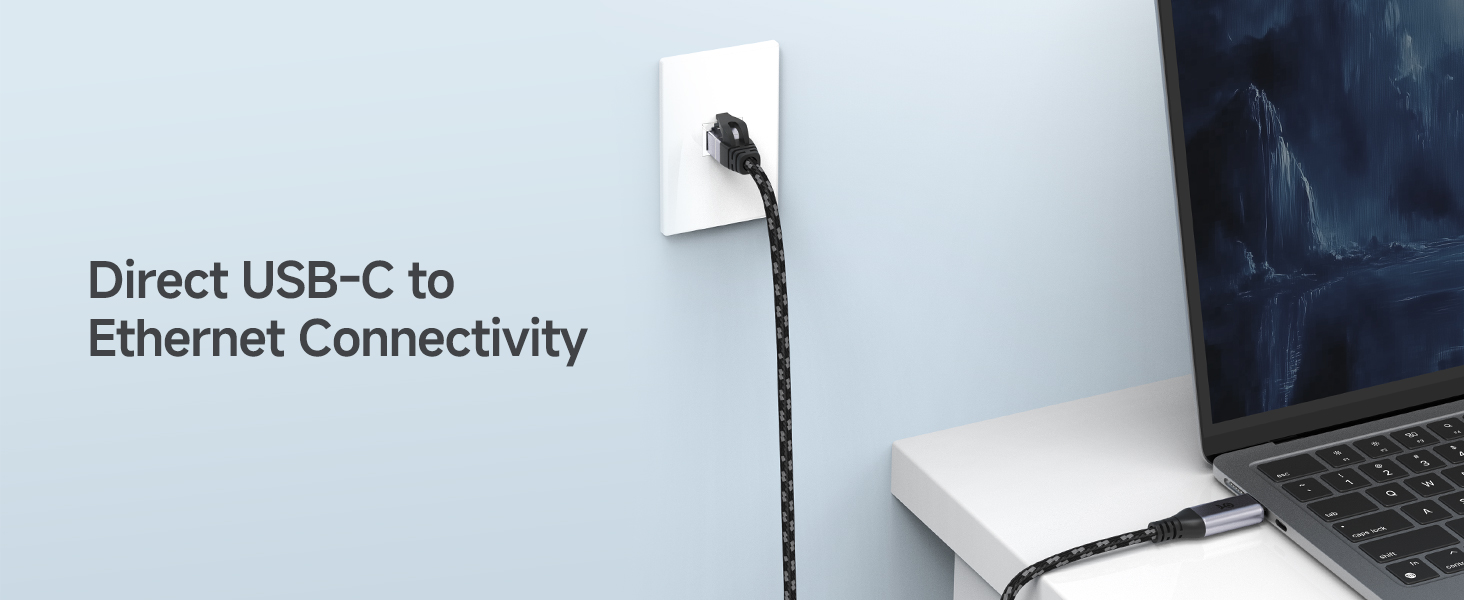 Plug & Play USB C to RJ45 Cable for Seamless Wired Network Connectivity