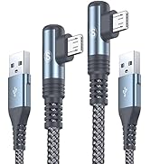 sweguard Micro USB Cable Right Angle [2-Pack, 6.6FT+6.6FT] Android Charger Cable, Nylon Braided M...