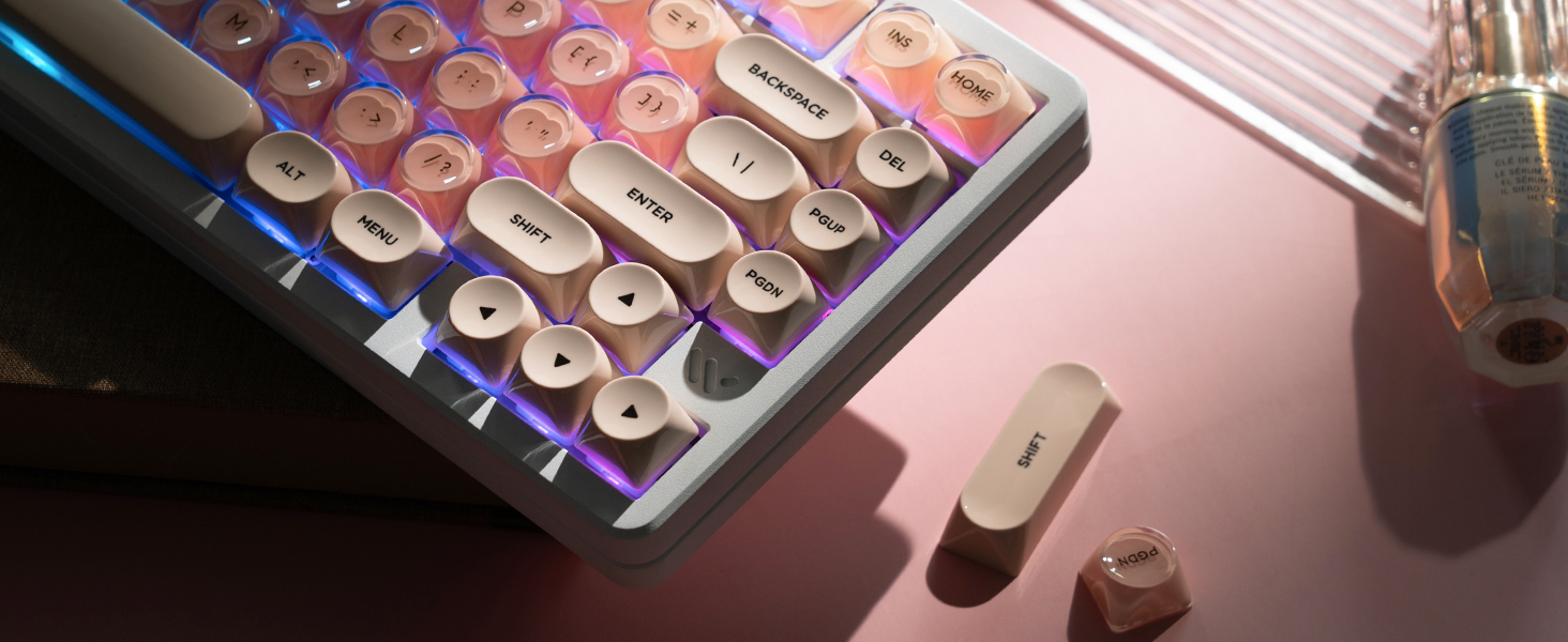 PBT Keycaps, Jelly Keycaps MOA Profile, 128 Keys Elegant Cute Custom Key caps